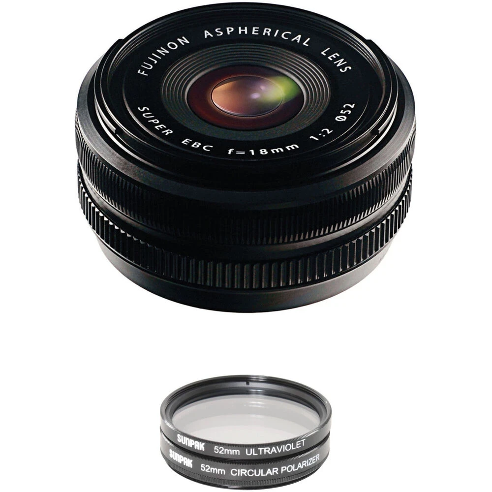 FUJIFILM XF 18mm f/2 R Lens with UV Filter Kit