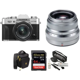 FUJIFILM FUJIFILM X-T30 Mirrorless Digital Camera with 15-45mm and 35mm f/2 Lenses and Accessories Kit (Silver)