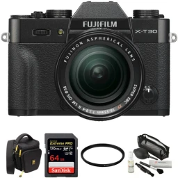 FUJIFILM FUJIFILM X-T30 Mirrorless Digital Camera with 18-55mm Lens and Accessories Kit (Black)