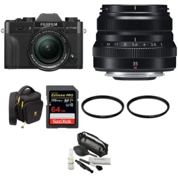 FUJIFILM FUJIFILM X-T30 Mirrorless Digital Camera with 18-55mm and 35mm f/2 Lenses and Accessories Kit (Black)