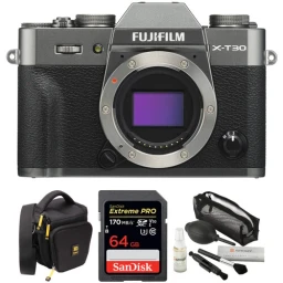 FUJIFILM FUJIFILM X-T30 Mirrorless Digital Camera Body with Accessories Kit (Charcoal Silver)