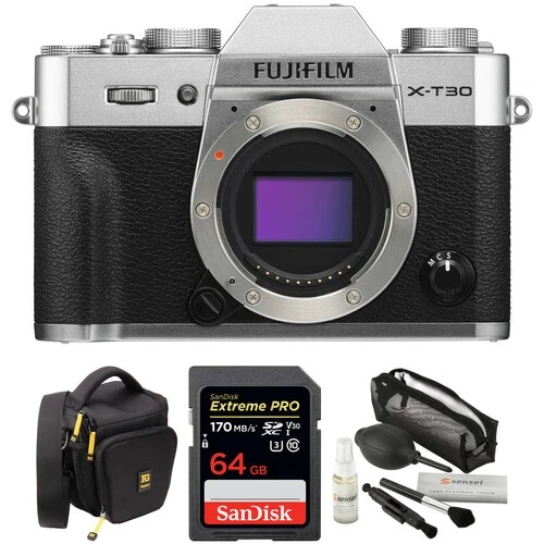 FUJIFILM X-T30 Mirrorless Digital Camera Body with Accessories Kit (Silver)