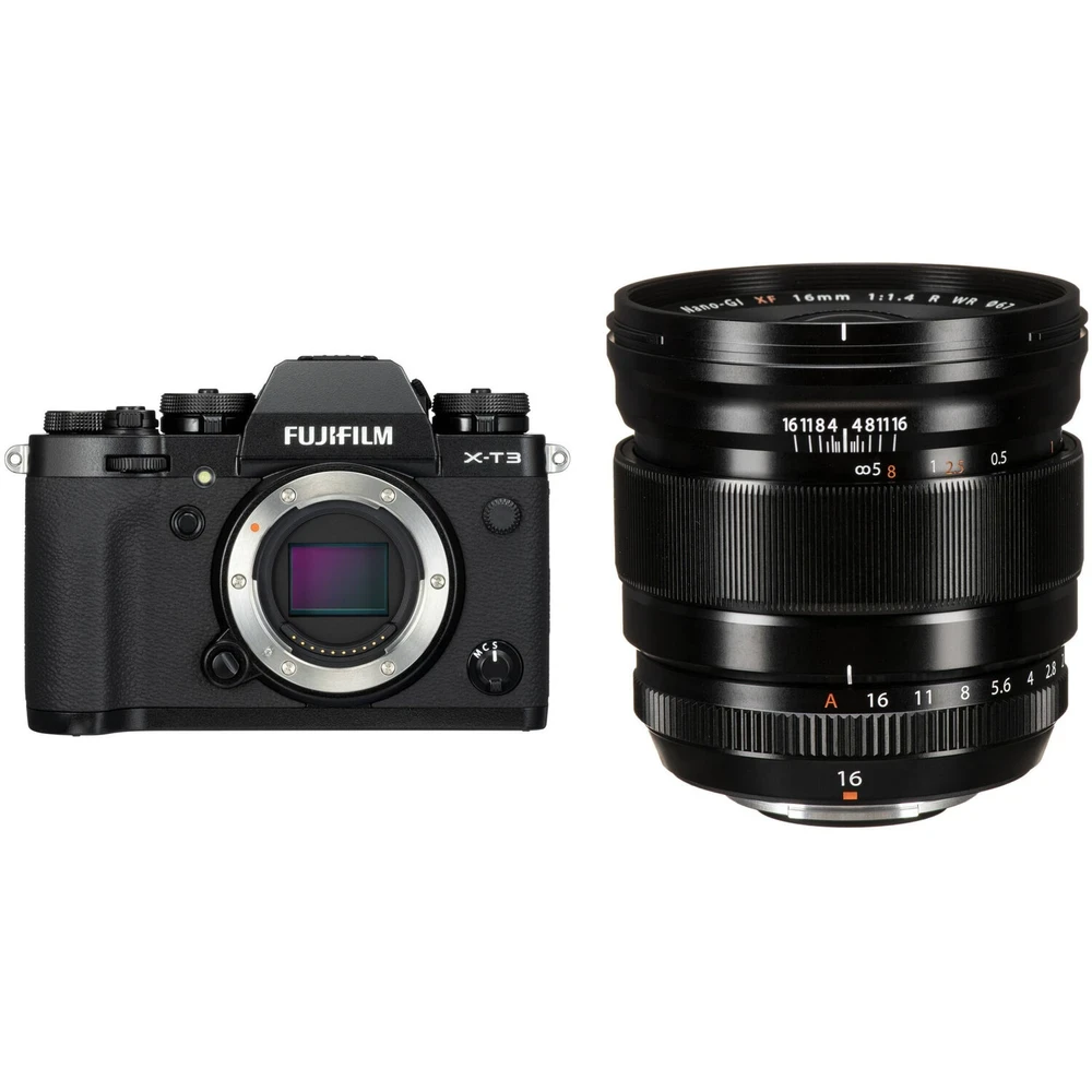 FUJIFILM X-T3 Mirrorless Digital Camera with 16mm f/1.4 Lens Kit (Black)