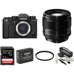 FUJIFILM FUJIFILM X-T3 Mirrorless Digital Camera with 56mm Lens and Accessories Kit (Black)
