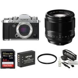 FUJIFILM FUJIFILM X-T3 Mirrorless Digital Camera with 56mm Lens and Accessories Kit (Silver)