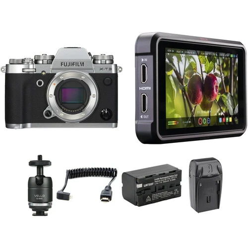 FUJIFILM X-T3 Mirrorless Digital Camera with Ninja V Kit (Silver)