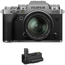 FUJIFILM FUJIFILM X-T4 Mirrorless Digital Camera with 18-55mm Lens and Battery Grip Kit (Silver)